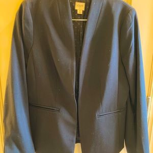 J Crew black “going out” shawl style collarless blazer, . Size 4.